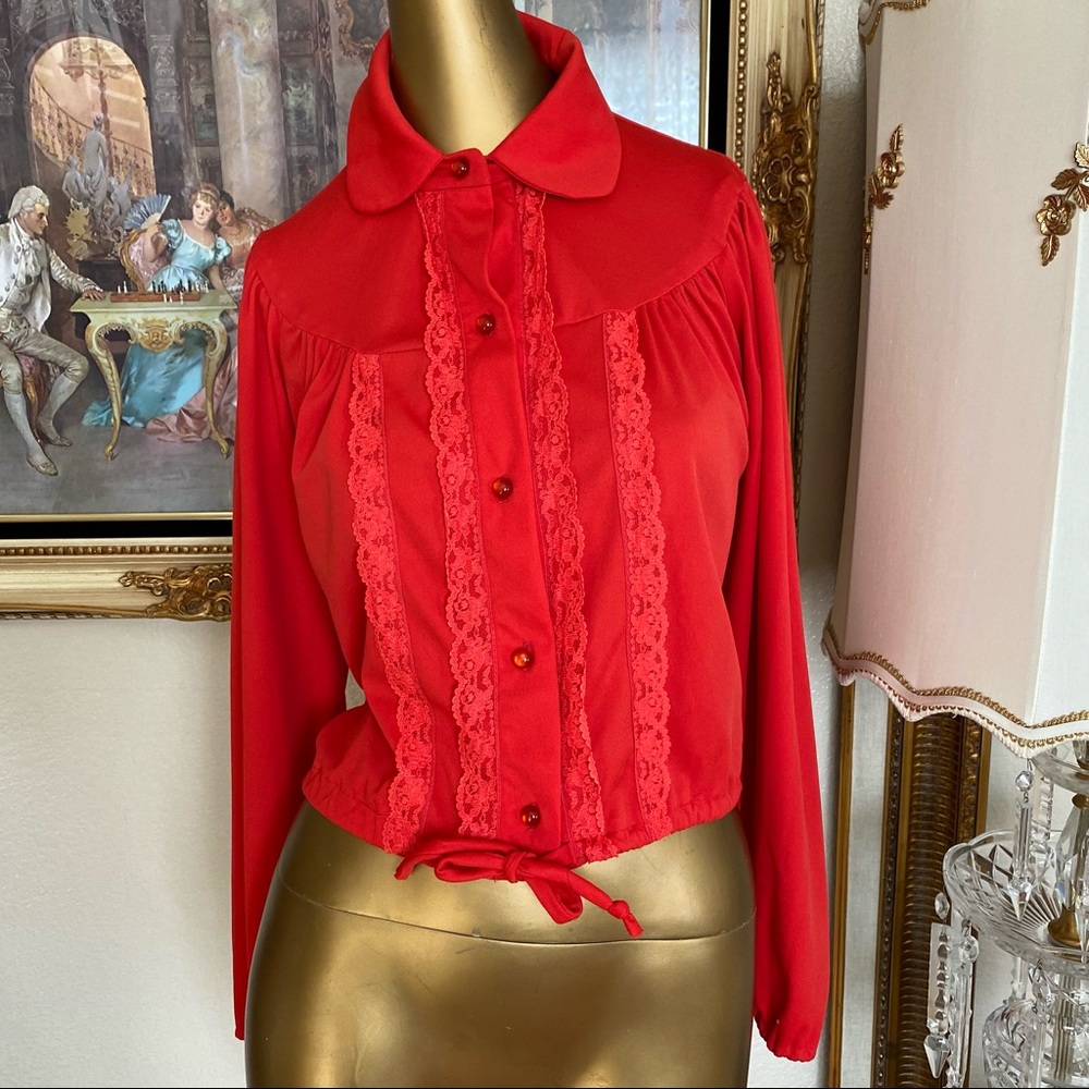 California Lace Waist Tie Top